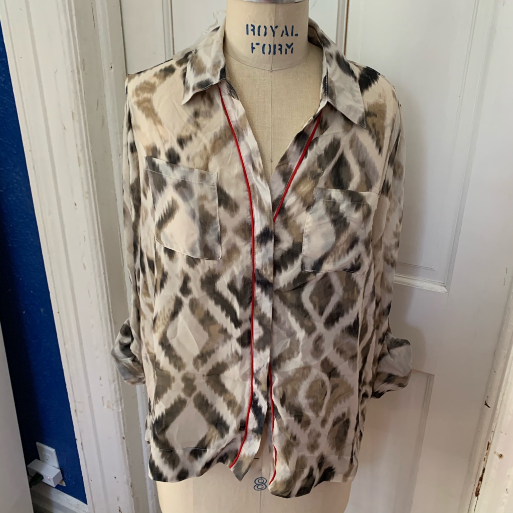 Sheer Geometric Pattern Button Down